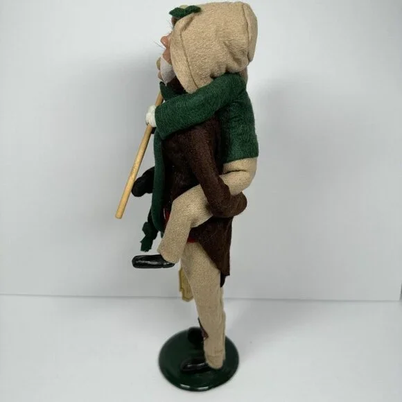 Byers Choice Bob Cratchit & Tiny Tim First Edition 1990 Green Brown Coats Beige - Picture 9 of 13